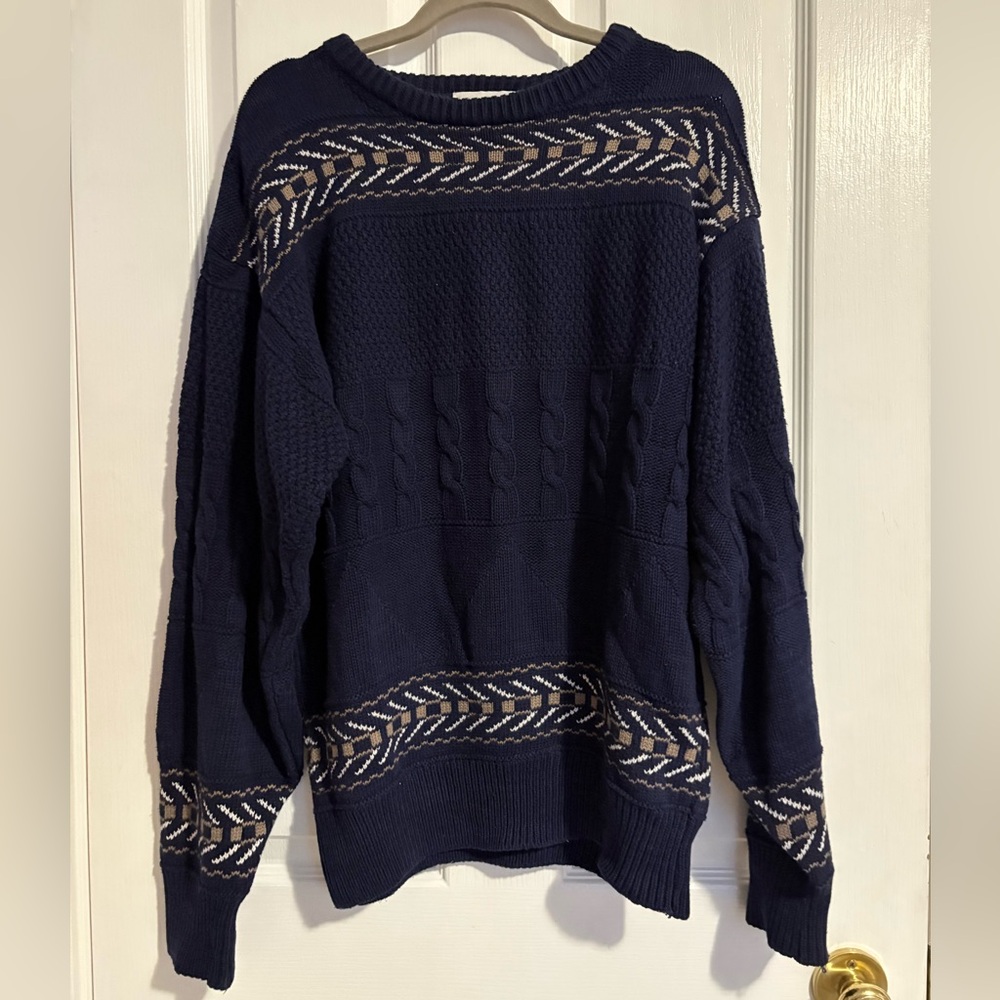Pierre Cardin Navy and Cream Crewneck Sweater